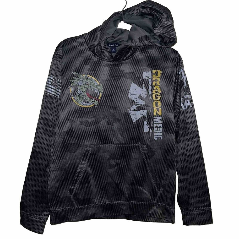 Sport Tek Mens Hoodie Size S Camouflage Sweatshirt Delta Medical Battalion Print